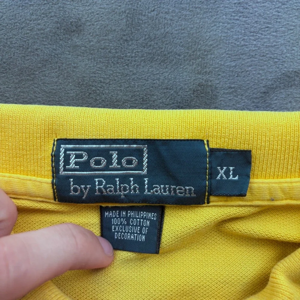Polo Ralph Lauren Mens XL Yellow Short Sleeve Cotton Polo Shirt Orange Pony